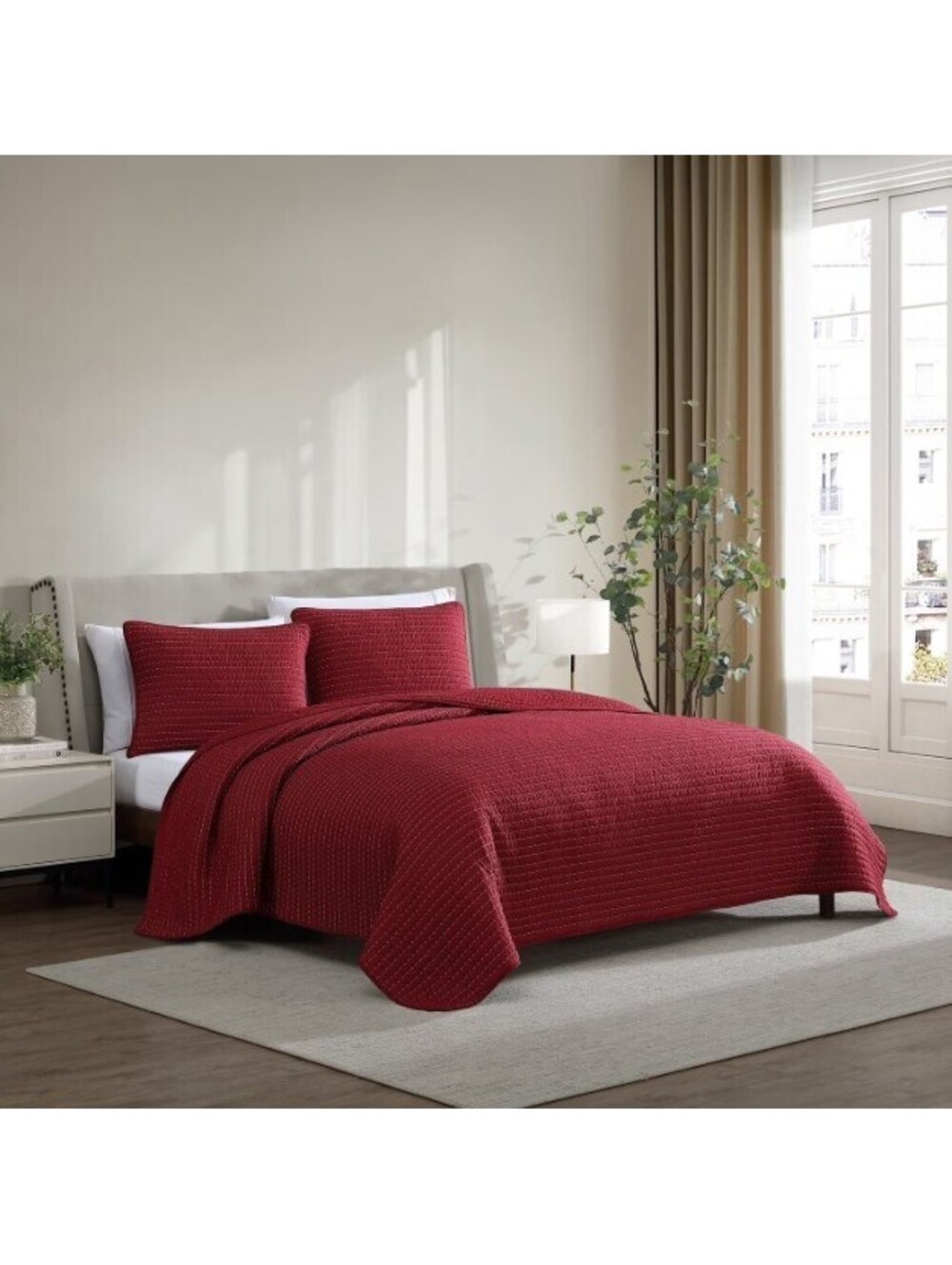 Lenox 3-Piece Quilt Set in Red FULL/QUEEN